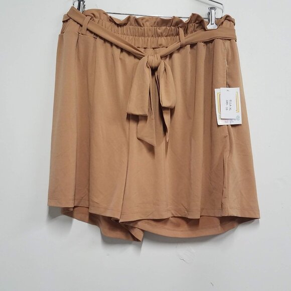 LuLaRoe Pants - Lularoe Ella Paper Bag Shorts Womens XL Tan Light Brown Bermuda Stretch Waist